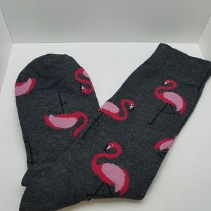 Flamingo Gray & Pink Socks Men Size 6-12